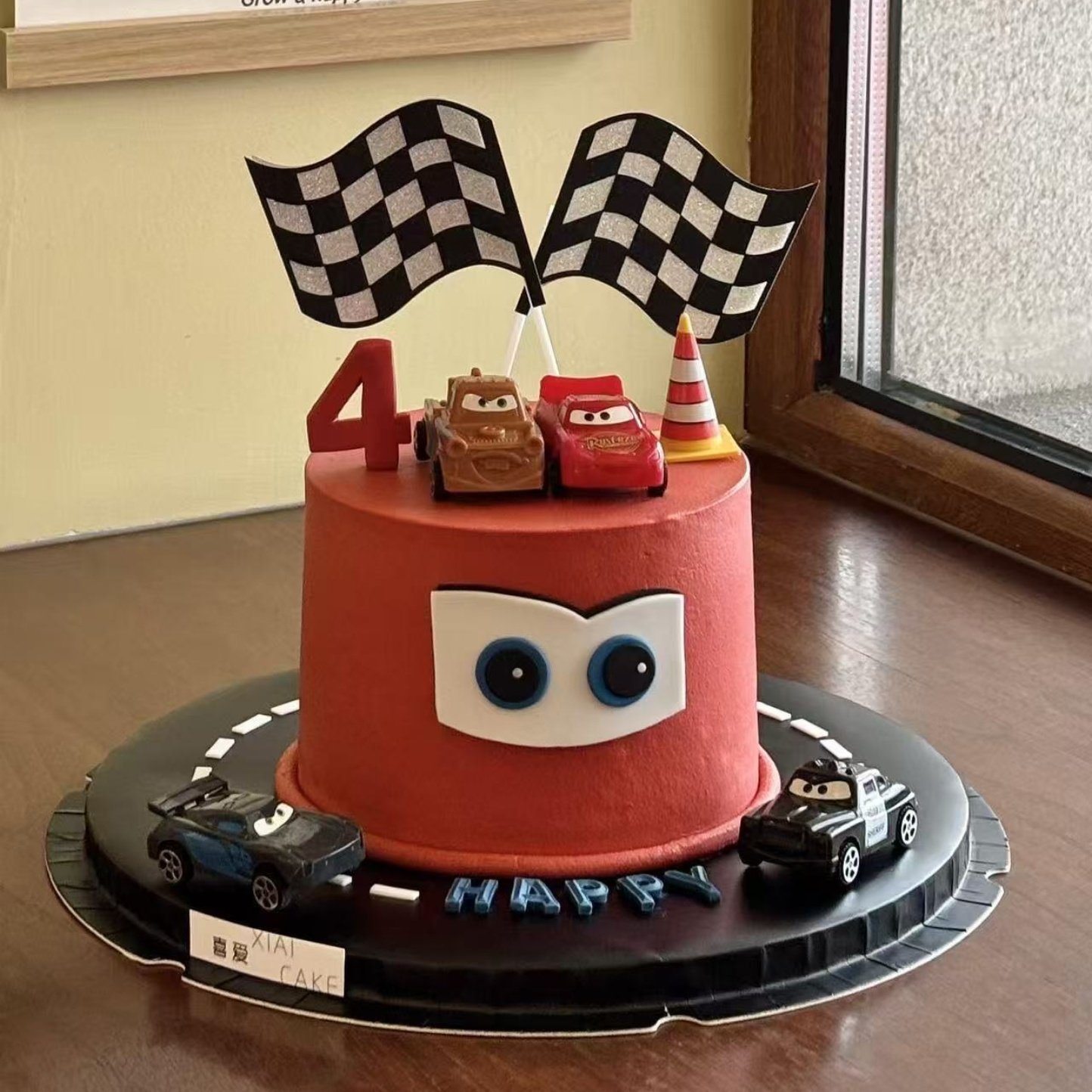 网红男生男神蛋糕装饰小汽车摆件儿童小孩生日烘焙装扮赛车旗插件