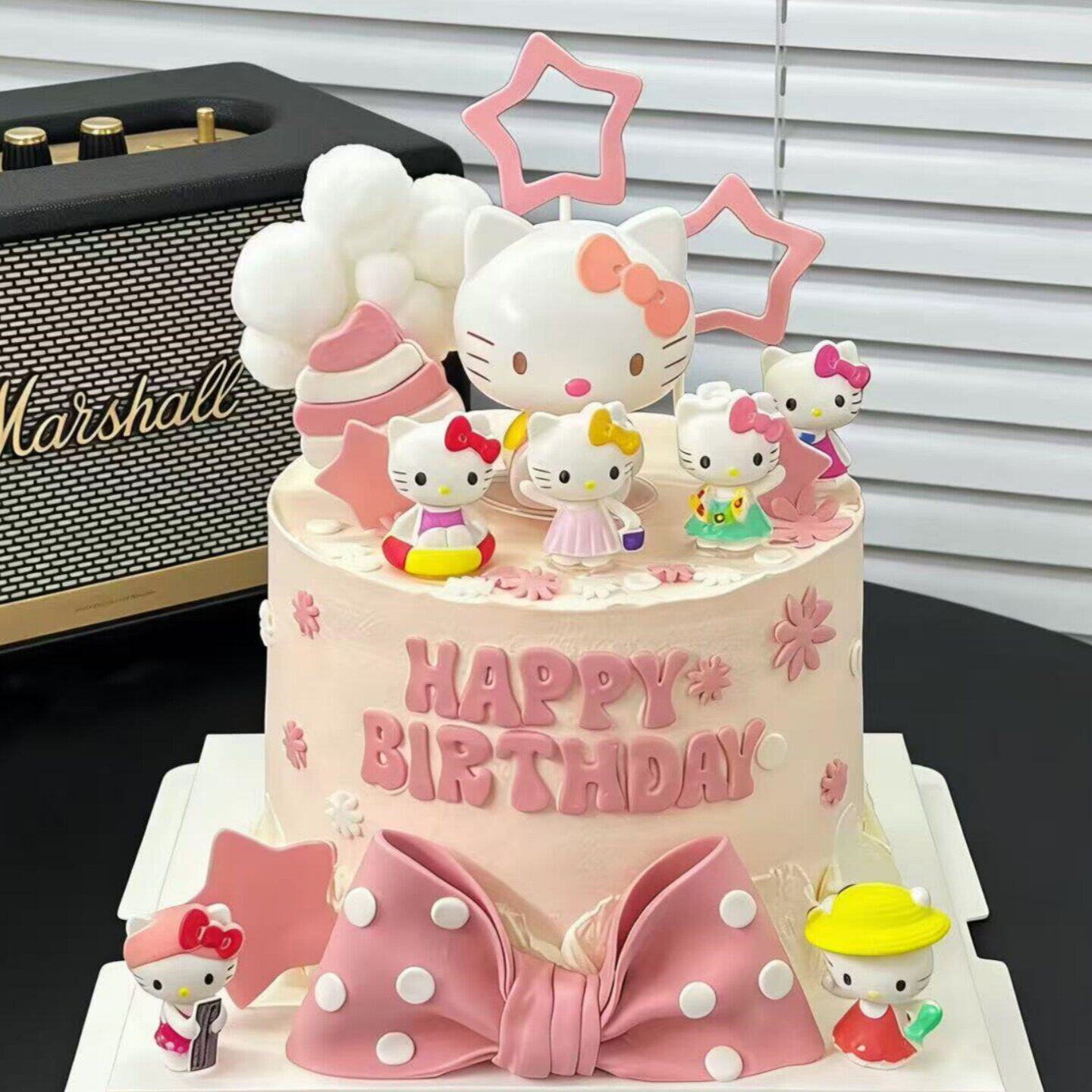 可爱卡通KT猫蛋糕装饰摆件凯蒂猫女孩女生生日派对甜品装扮插件