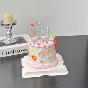 彩色礼花蛋糕装 饰软胶生日happy英文字母儿童生日派对甜品烘焙
