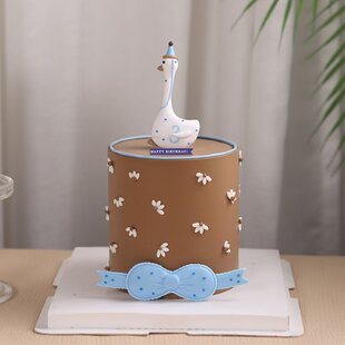 网红软陶生日帽大鹅蛋糕装饰摆件三十而立小鹅小天鹅生日烘焙装扮