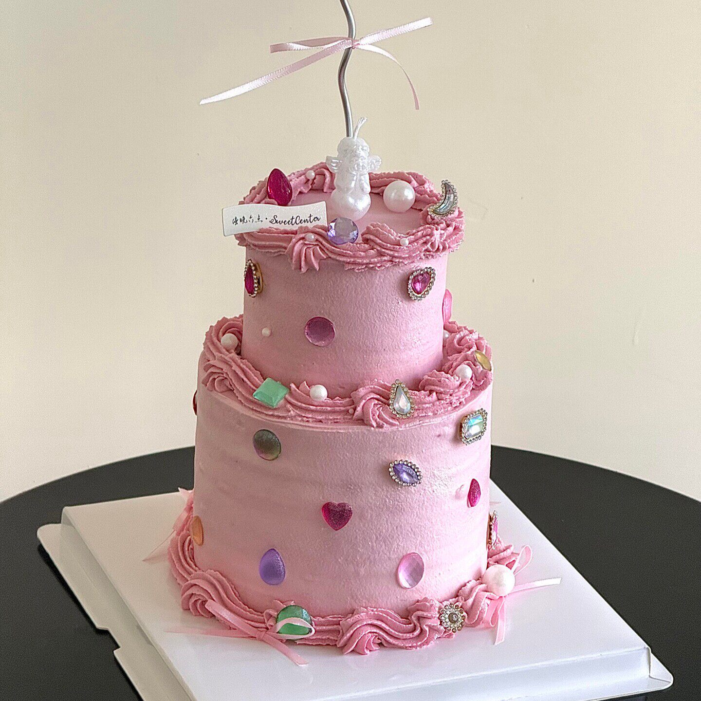 网红ins宝石彩钻钻石蛋糕装饰品小天使蜡烛女生女孩生日装扮插件