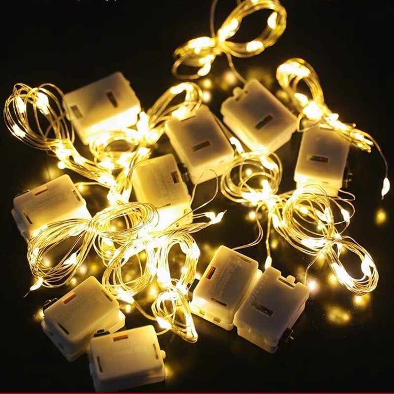 LED铜线灯串灯 纽扣电池灯串彩灯 烘焙装饰布置 创意蛋糕装饰暖灯