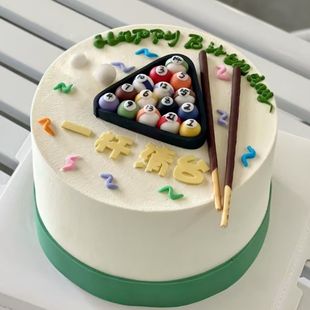 扮配件 生日烘焙装 网红台球蛋糕装 饰摆件一杆清台硅胶模具男神男士
