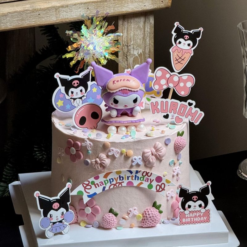 网红睡衣美乐蒂蛋糕装饰摆件卡通库洛米插牌女孩生日甜品台装扮
