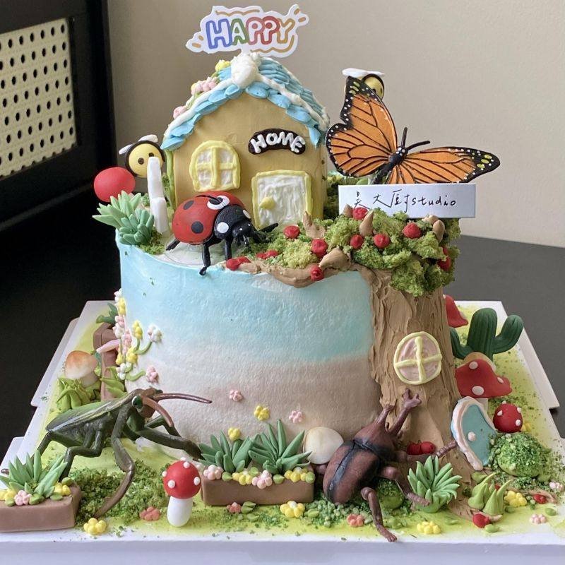 网红昆虫蝴蝶蛋糕装饰摆件蜜蜂螳螂七星瓢虫儿童男孩生日派对装扮,节庆用品/礼品,蛋糕/烘焙装饰用品,淘宝优惠券,粉丝福利购,淘宝优惠卷