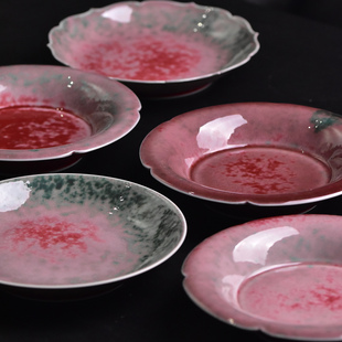 风陵渡豇豆红美人醉瓜皮绿花口壶承干泡台功夫茶具景德镇陶瓷茶具