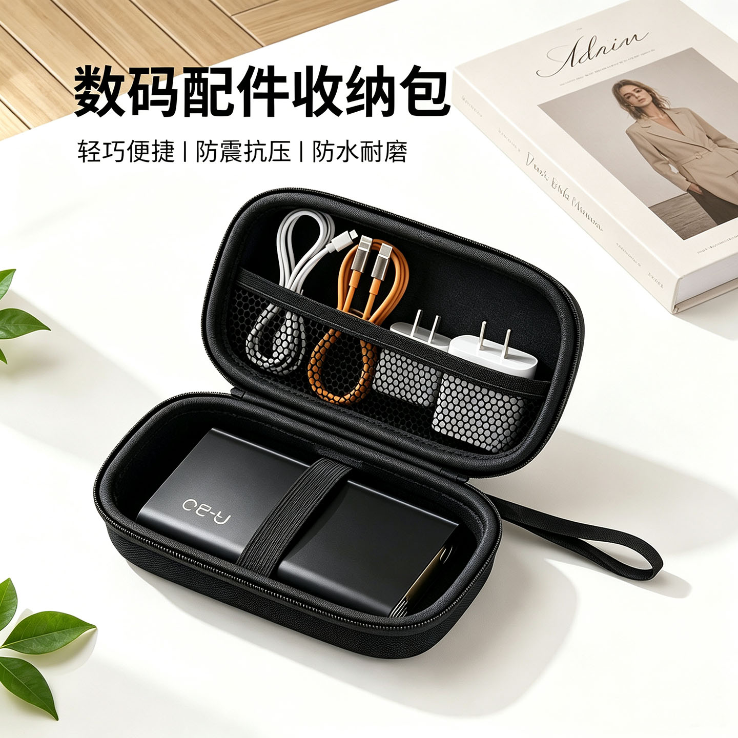 AIERSUI便携数据线收纳包充电宝充电器多功能防水数码配件收纳包