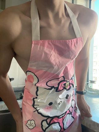 男生夜店男模特穿搭性感围裙hellokitty围裙防水家用厨房做饭工作