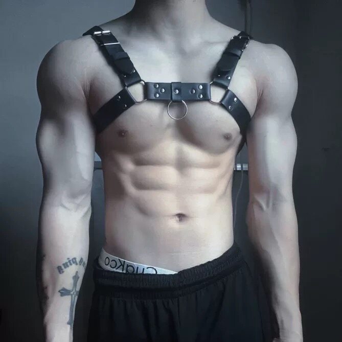 男生吊环胸带体育生1S肩带肌肉男0M健身运动夜店舞蹈皮革束缚胸带