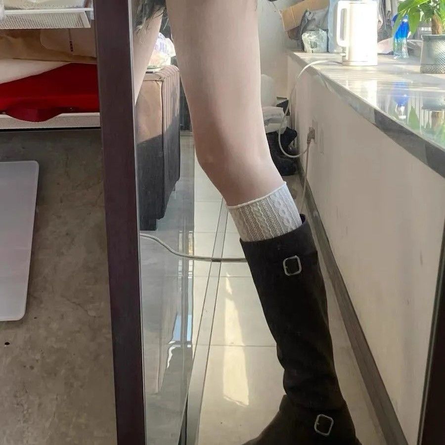 白色蕾丝花边袜套袜子女秋冬中筒堆堆袜腿套长筒袜配长筒靴小腿袜
