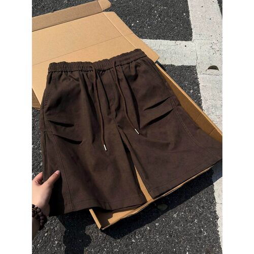 复古暗纹扎染工装短裤男夏季褶皱