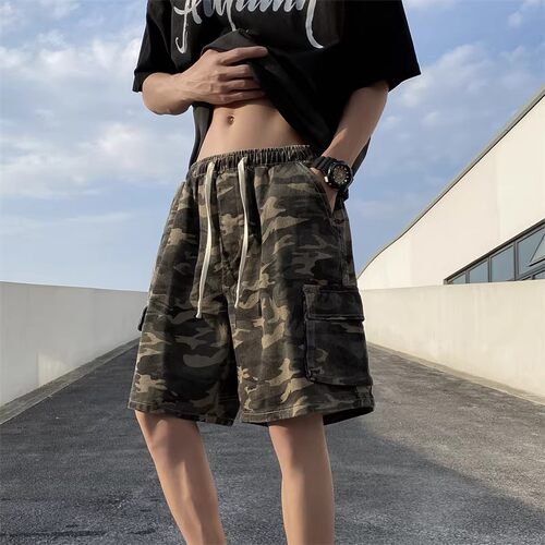短裤男美式复古夏季迷彩休闲裤