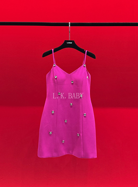 【L.K.BABY】   高定轻奢几何水钻吊带性感连衣裙1777A