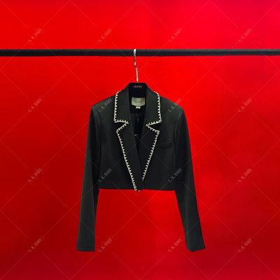 【L.K.BABY】星光维纳斯 高定轻奢手工镶钻黑色西服修身外套910