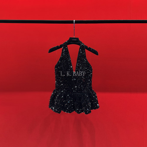 【L.K.BABY】财富美 时髦轻奢「bulingbuling」亮片性感V领挂脖