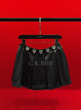【L.K.BABY】跳动的心  法式纯欲「缎面百褶」爱心钻百搭短裙3180