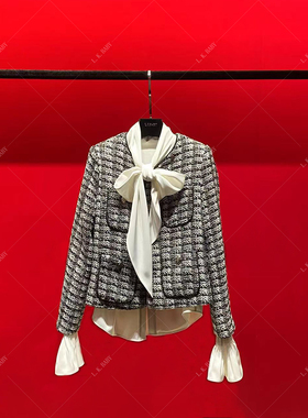 【L.K.BABY】可奈儿A 经典鎏金亮丝小香千鸟格气质轻奢短款外套