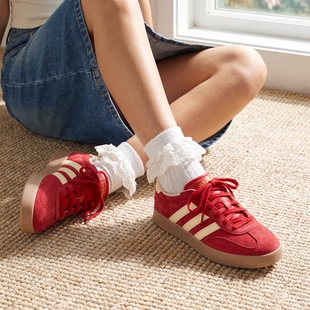 阿迪达斯Adidas BARREDA红色男女经典德训低帮休闲运动板鞋KH7002
