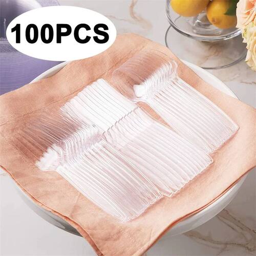 100PCS Transparent Plastic Knife Fork and Spoon household Di
