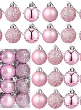 24 Count Pink Ornaments for Christmas Tree Small Shatterproo