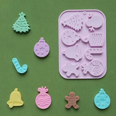 1pc Christmas chocolate mold 8-hole different shapes 3D sili