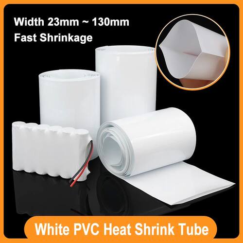 1m ~ 20m PVC Heat Shrink Tube White 7mm ~ 160mm for 18650 Li