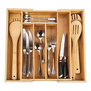 Bamboo Drawer Organizer Expandable 5-7 Compartments Adjustab