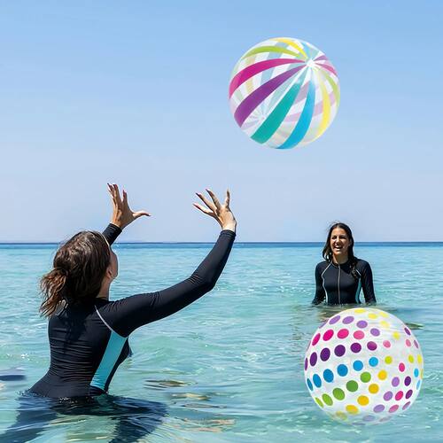 1pc Transparent Colorful Stripe Inflatable Beach Balls PVC P