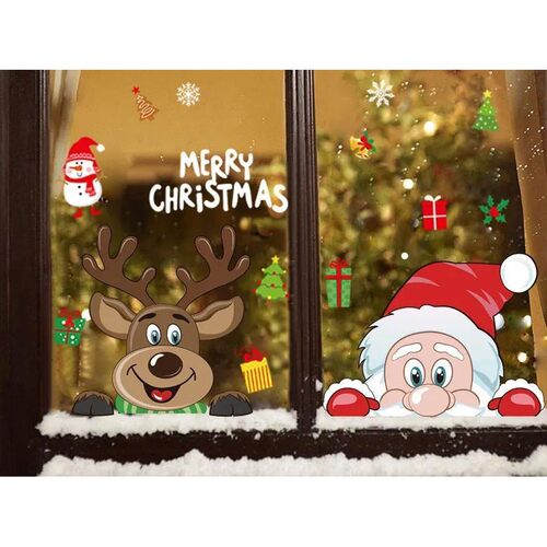 53 PCS 4 Sheet Customized Christmas Window Clings Sticker Ch