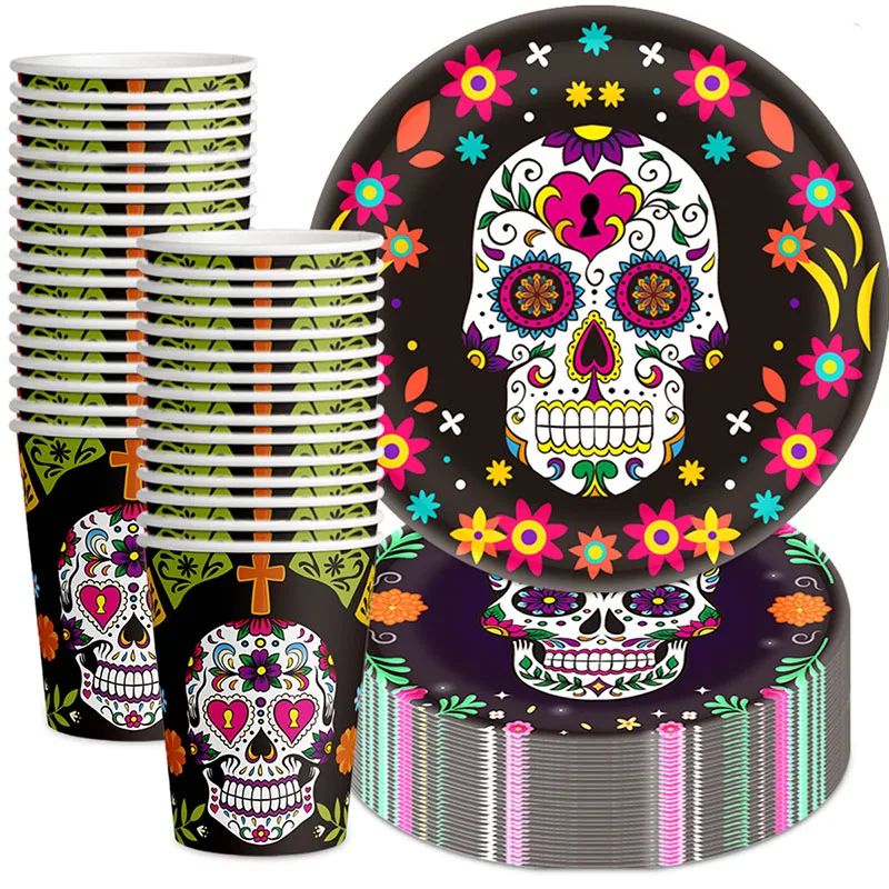 10pcs Mexican Day of the Dead Party Supplies Christmas Dispo