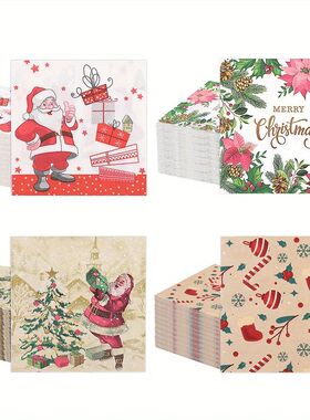20Pcs Merry Christmas Design Printed Napk Guest Towels Dispo