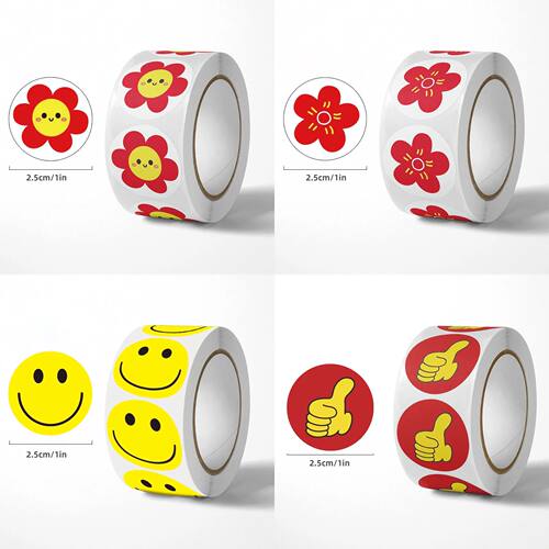 500 stickers/roll New small red flower praise reward sticker