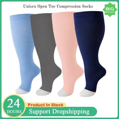 2XL-4XL Plus Size Compression Socks Open Toe Socks Blood Cir