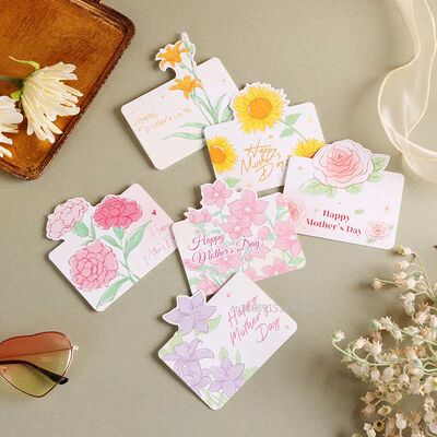 10pcs 2025 Mother's Day Greeting Cards Floral Bouquet Greeti