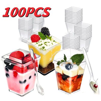Disposable Plastic Mousse Cup Ladder Shaped Cup Pudding Cup