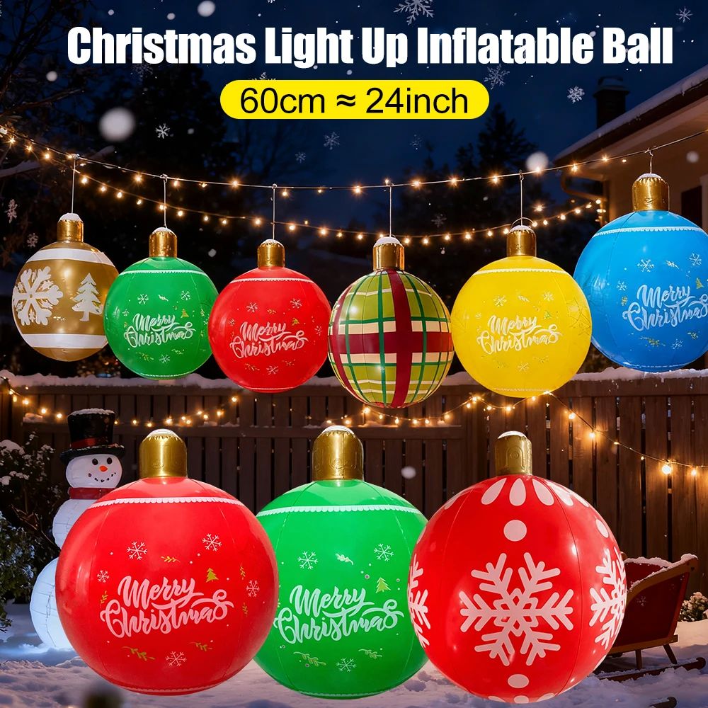 24 Inch PVC Inflatable Christmas Light Up Ball Giant Inflata
