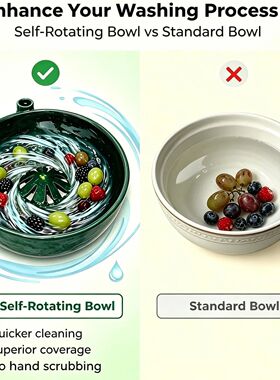 Self Spinning Berry Washing Bowl with Drain Holes 360° Frui