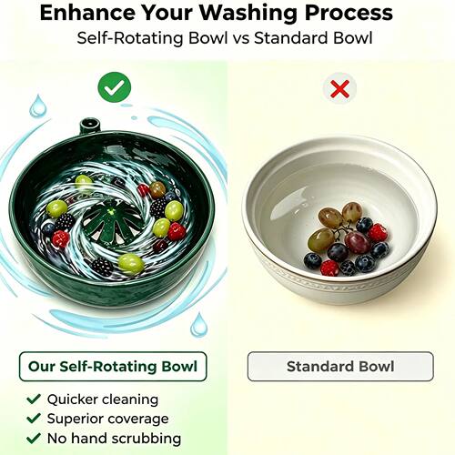 Self Spinning Berry Washing Bowl with Drain Holes 360° Frui