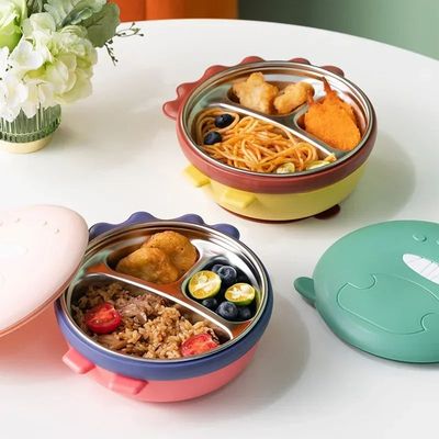 500ml stainless steel lunch box for kids dinosaur compartmen