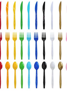 Disposable Knife Fork Spoon Cutlery Set Pink Blue Disposable