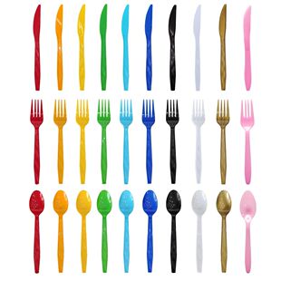 Disposable Knife Fork Spoon Cutlery Set Pink Blue Disposable