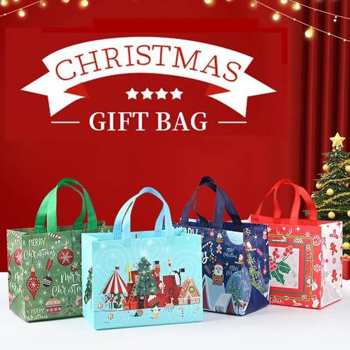 Christmas Gift Wrapping Bags Xmas Printed Colorful Tote Bags
