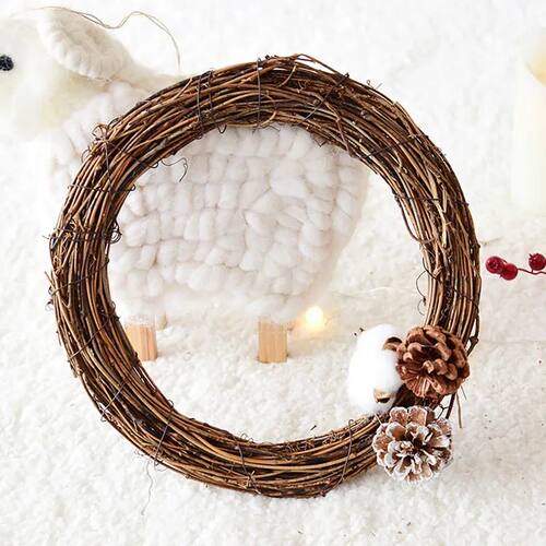 Christmas Natural Dried Rattan Ring Wreath Garland Christmas