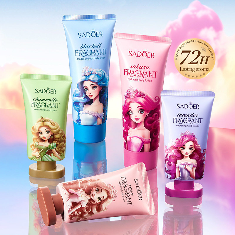 全英文SADOER超保湿香氛套装补水肌肤身体乳护手霜持久留香水滋润
