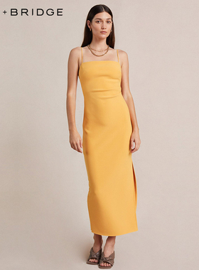 BECBRIDGE CAMMI肯豆同款显瘦褶皱气质修身长连衣裙 10946