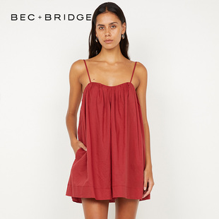 BECBRIDGE VIVIAN 吊带度假休闲宽松迷你连衣裙 S25-13025