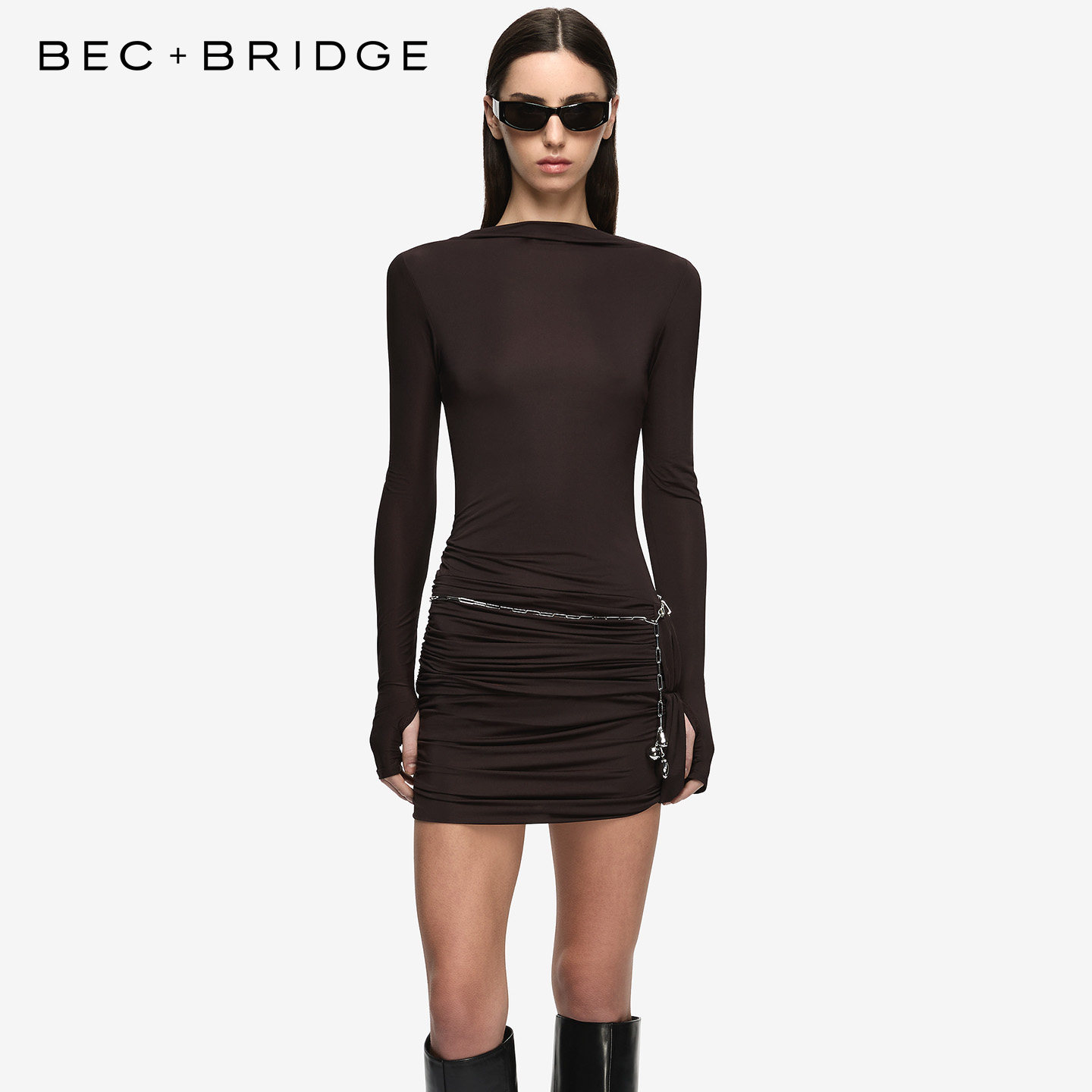 BECBRIDGE设计感长袖短裙图片