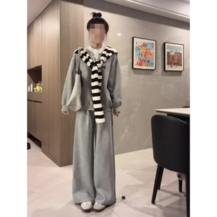 卫衣阔腿裤 高级感休闲运动套装 时尚 学生宽松显瘦韩版 两件套 女秋季