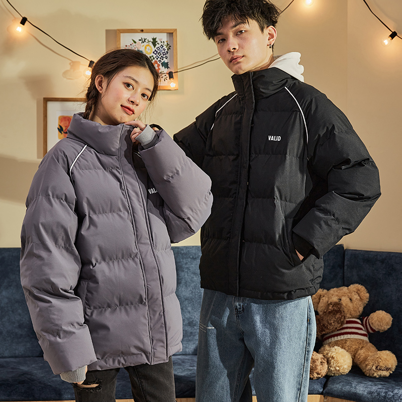 唐狮字母印花情侣羽绒服冬季新款一手长羽绒服冬季情侣面包服潮流