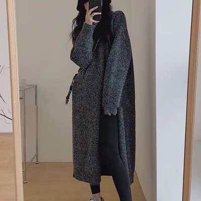 唐狮秋冬女毛衣中长款外套慵懒风